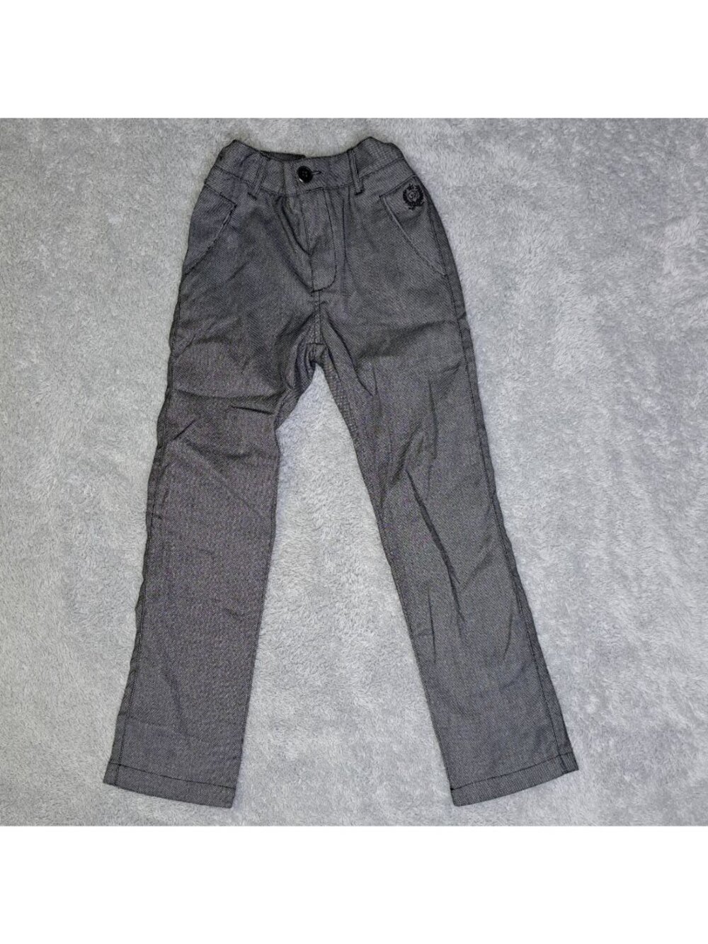 Melange Boys Size 8 Gray Textured Straight Leg Dress Pants School Uniform